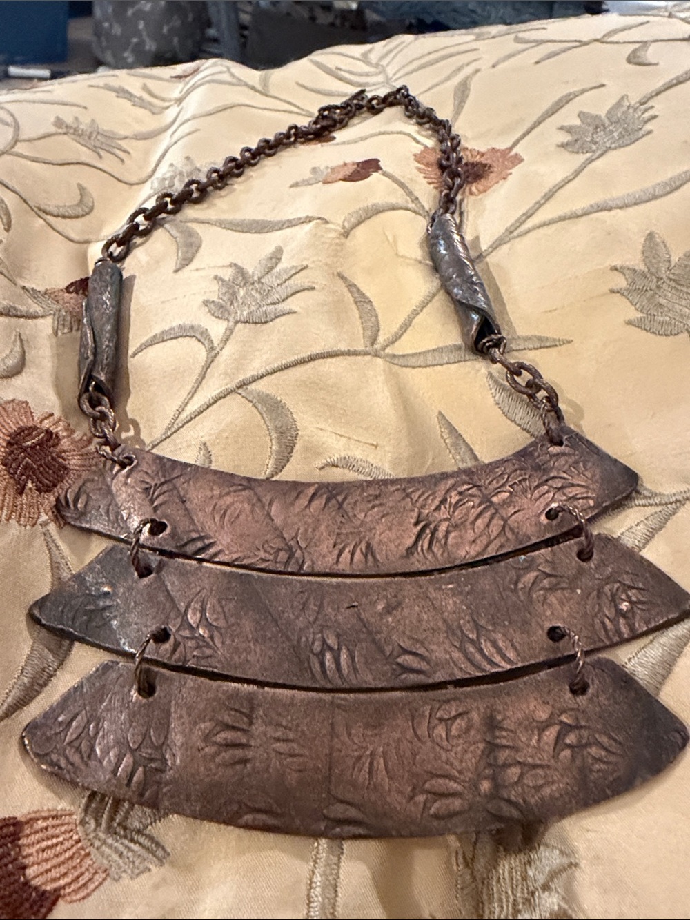 Brutalist Style Copper Bib Necklace